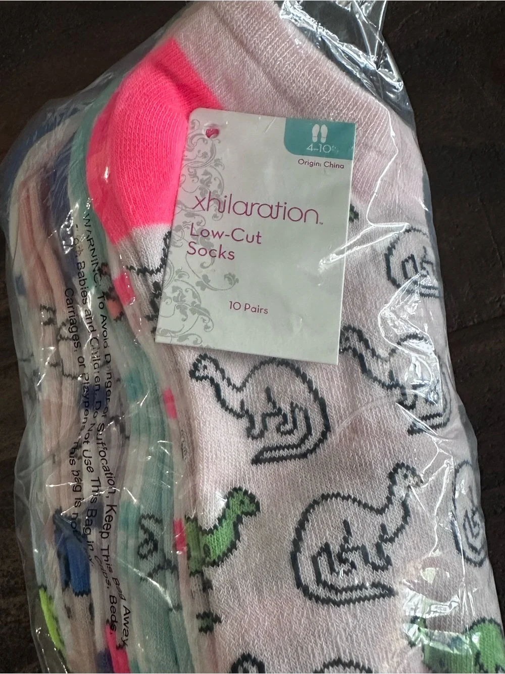 Kids Dino Low-Cut Socks Pack size 4-10